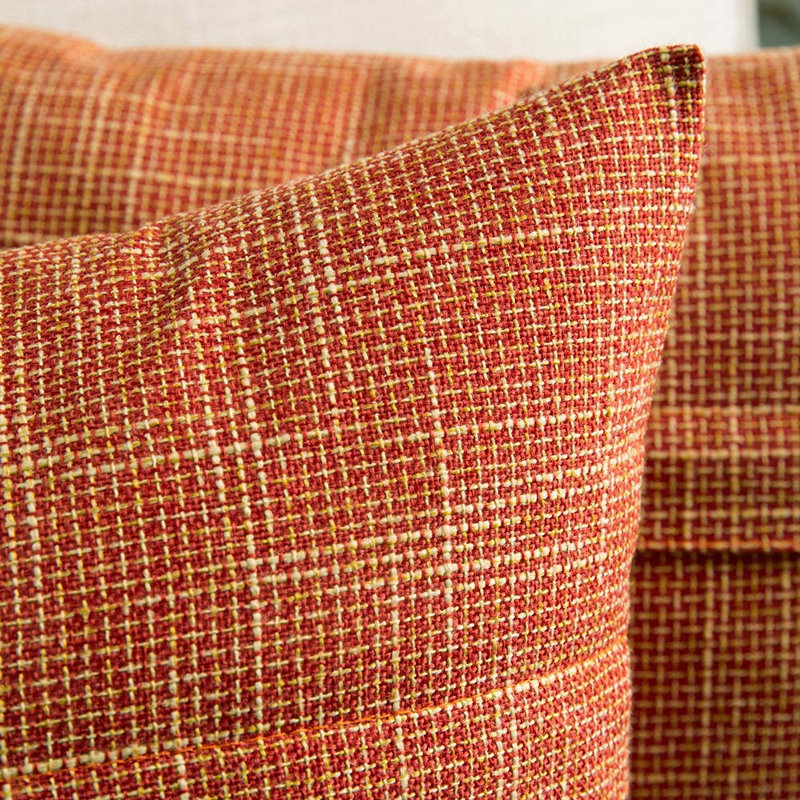 Housse de coussin rectangulaire en lin texturé, Orange