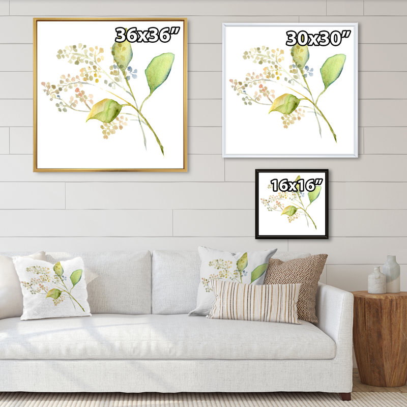 Botanical Summer Leaf - reproduction d'art sur toile, H 36 po x l 36 po x P 1,5 po, Toile avec cadre flottant noir