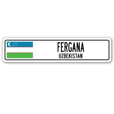 Plaque de rue en aluminium Fergana, drapeau de l'Ouzbékistan
