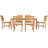 6 - Person Teak Solid Wood Patio Dining Set Umbrella Hole Included Rectangular Table with Cushions Included