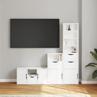 4 Piece TV Units With Storage ODDA Solid Wood Pine