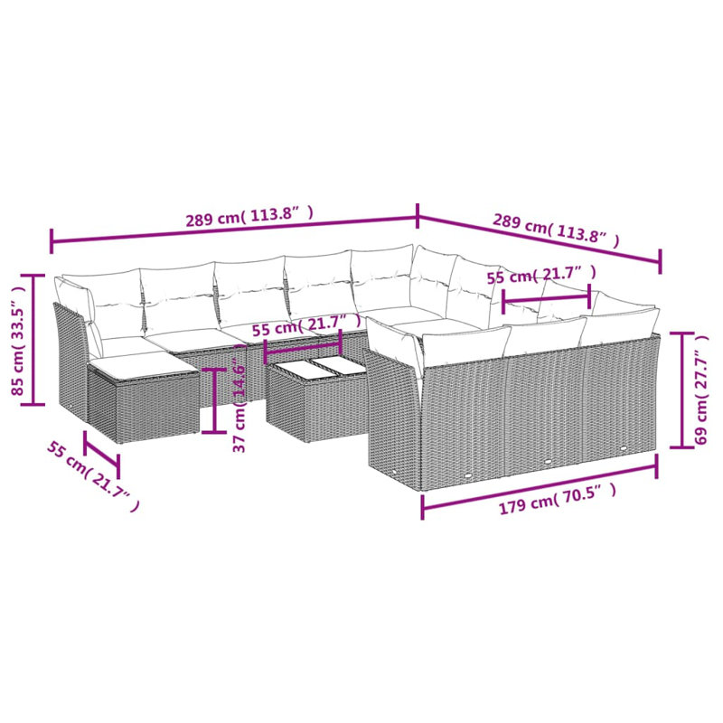 Vidaxl Garden Sofa Set Grey, Dark Grey