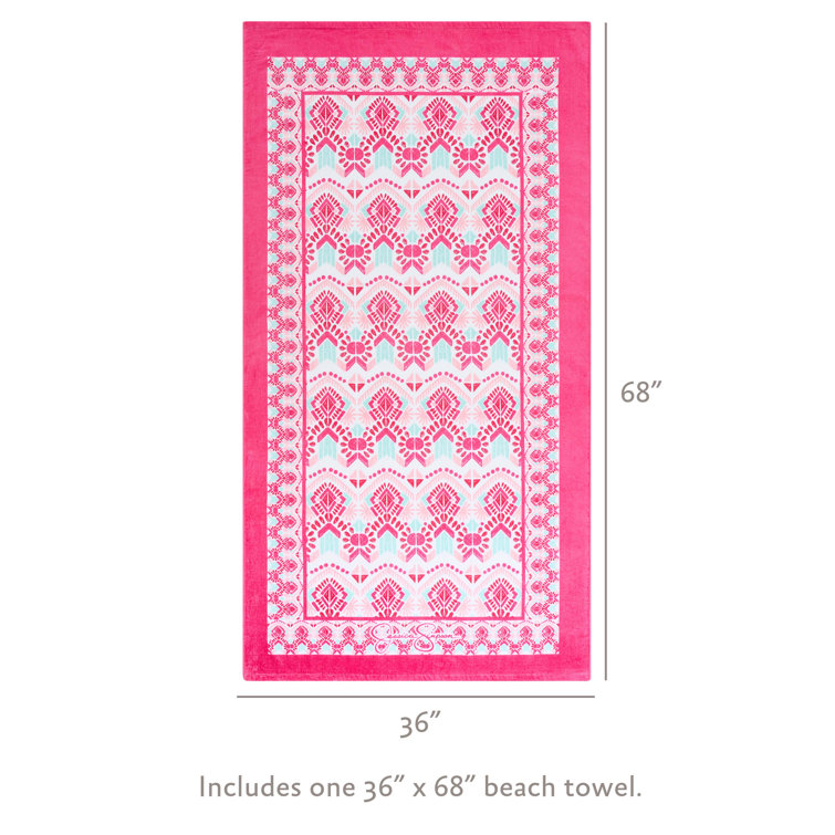 Juicy Couture Pink/White Cabana Stripe 36 in. x 68 in. 100% Cotton Beach Towel - Pink