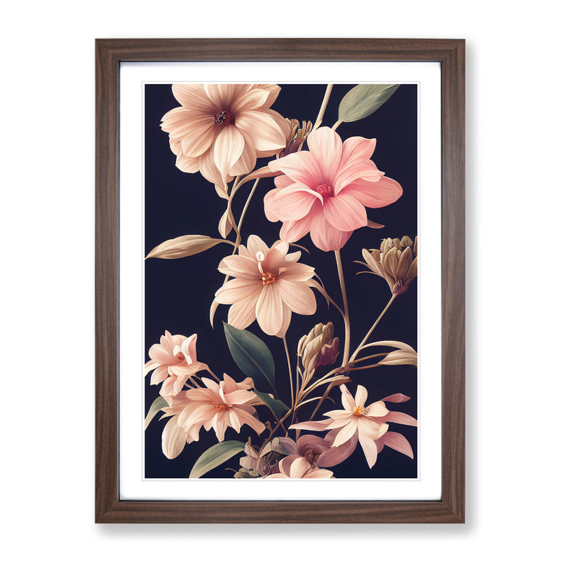 The Classic Flowers No.5 - Single Picture Frame Print, 64cm H x 46cm W x 2cm D, Walnut Framed