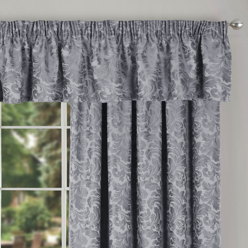 Aliska Floral Window Pelmet, 335cm Width x 41cm Drop, Grey