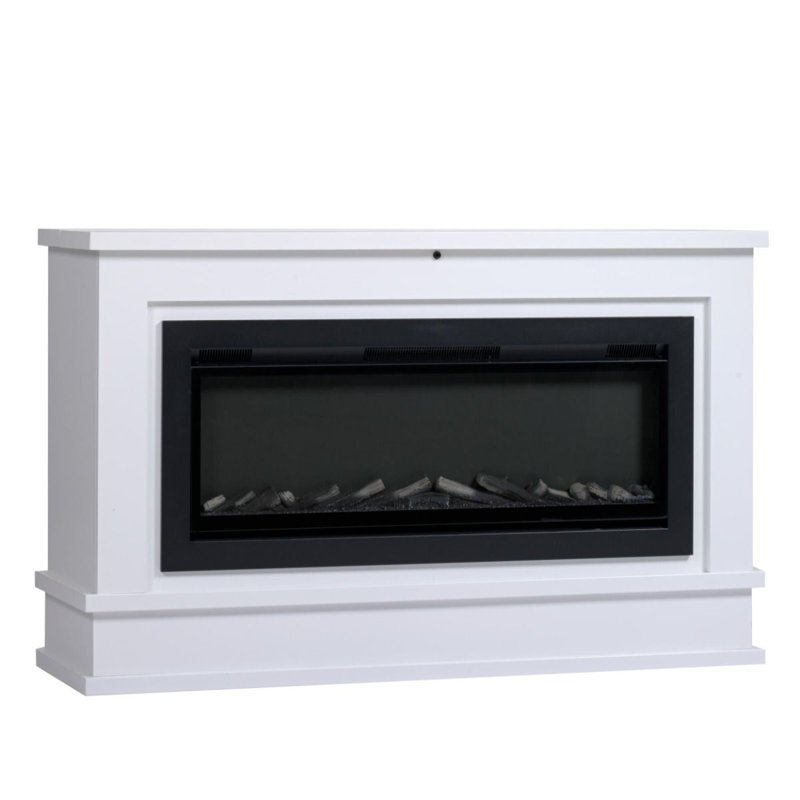 Armoire télé avec foyer électrique Ambiance, Blanc