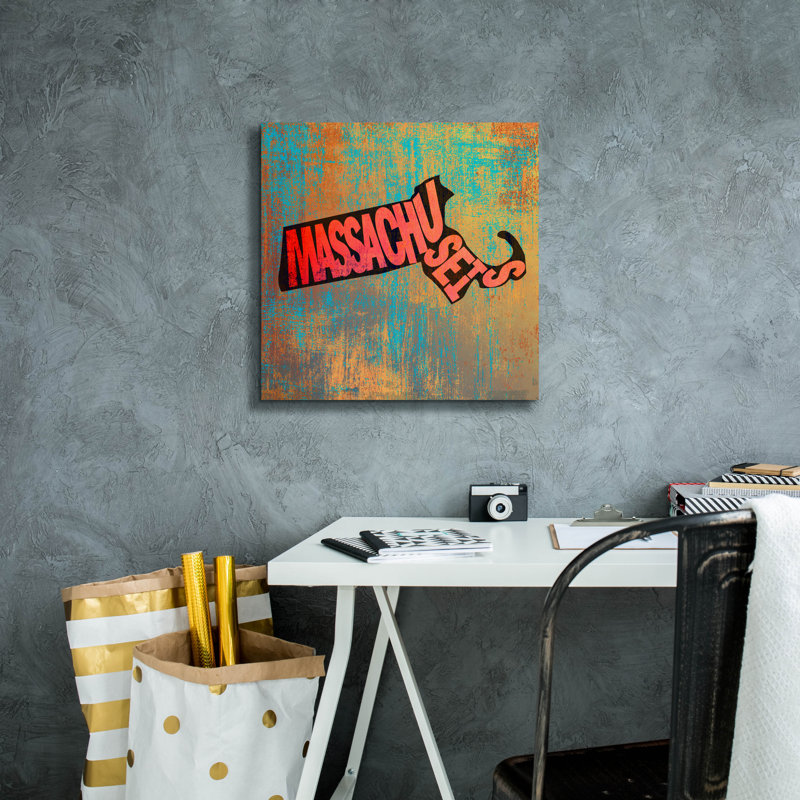 «Massachusetts» par Art Licensing Studio, art mural sur toile, 18 po x 18 po