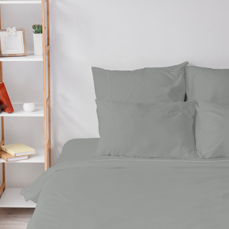 6 Piece Ultra Soft Double Brushed Microfiber Sheet Set, Cooling Sheets with Extra Deep Pockets - Machine Washable, Gray