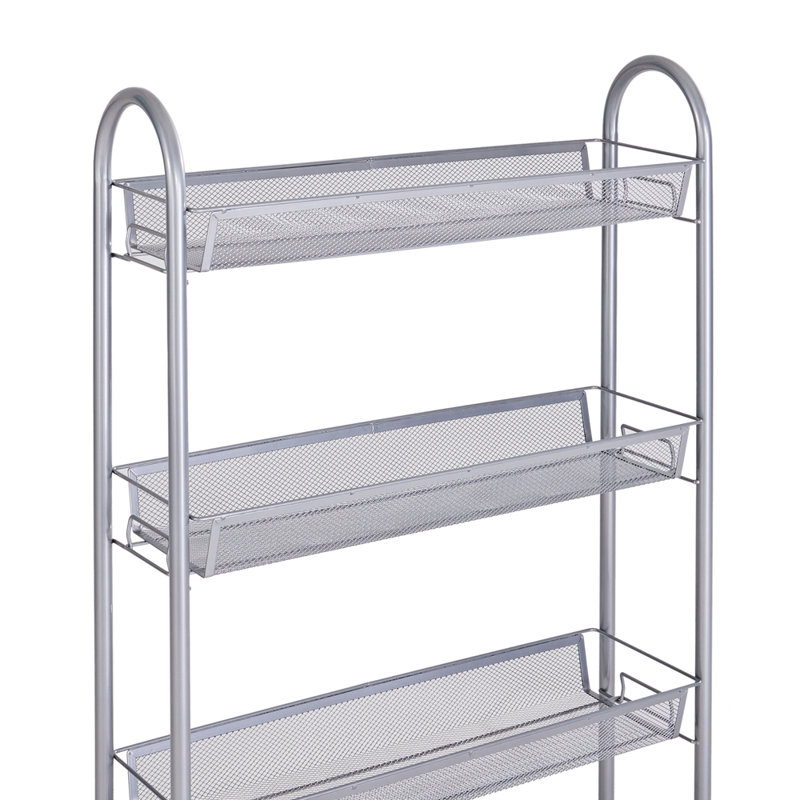 Chariot utilitaire roulant 4 couches, H 41,34 po x l 21,65 po x P 5,91 po, Argent