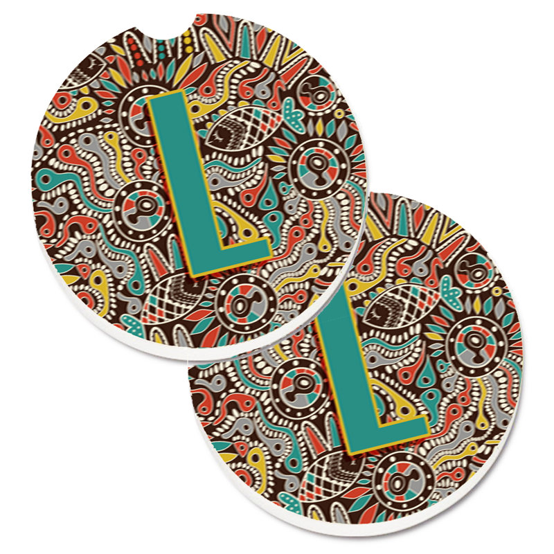 Ceramic Round 2 Piece Car Coaster Set, L