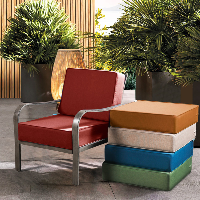  Outdoor Deep Seat Slipcovers,Set of 2 24"x24"x6" 18"x24" Olefin,Square Outdoor Cushion Cover,for Patio Funiture,Brick Red