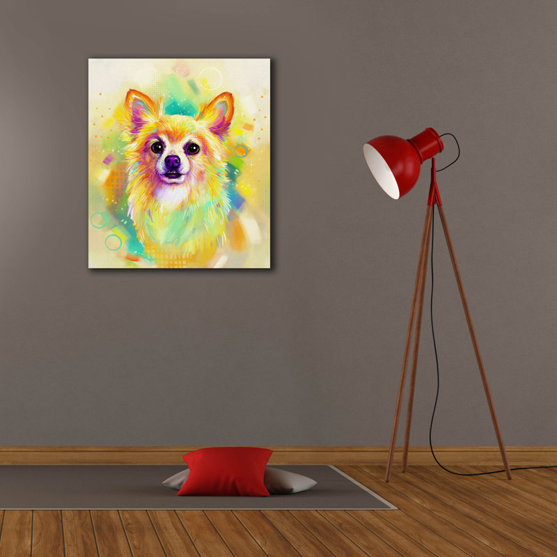«Pop Art Chihuahua à poils longs» par les affiliés Furbaby, H 30 po x l 26 po x P 1,5 po