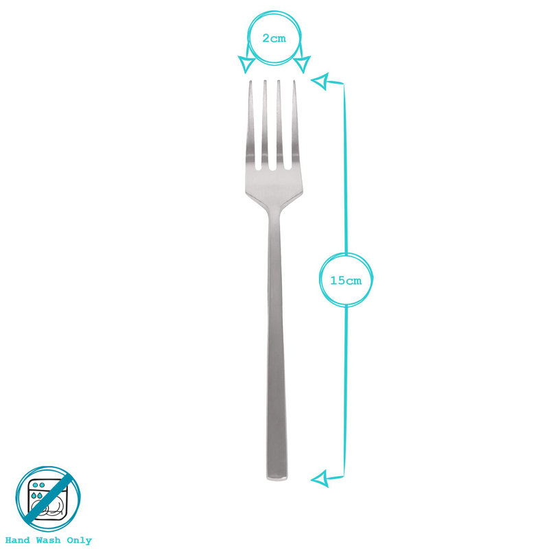 Argon Tableware - Stainless Steel Cake Forks - Set of 12, Silver