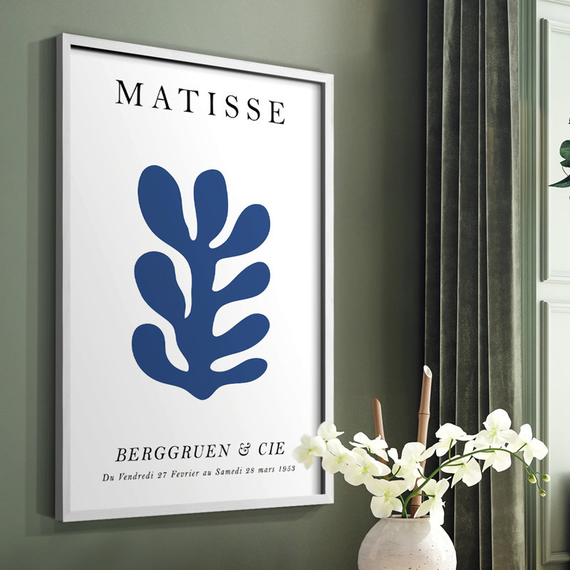 Matisse CCXCVIII Framed Print - Solid Wood, 14" H x 11" W, White