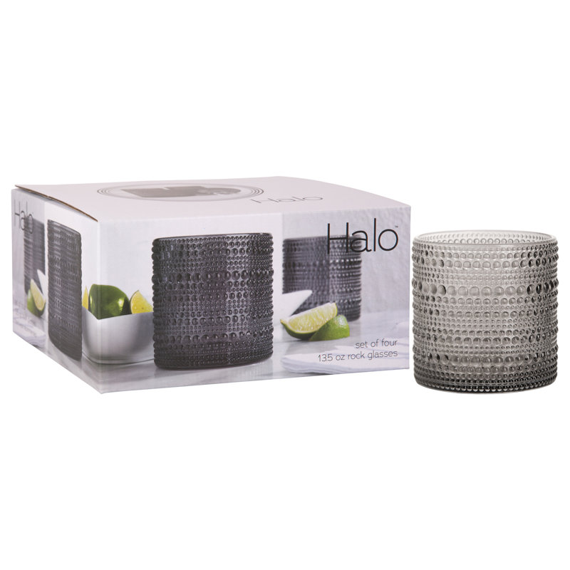Ensemble de quatre verres à whisky 13 oz Halo, Noir