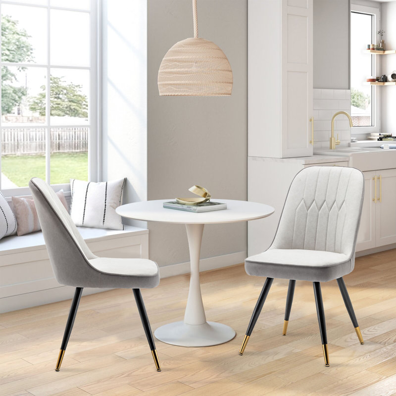 Saunderstown 18'' H Upholstered Side Chair, Beige/Gray