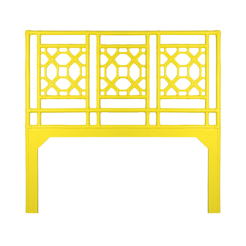 Lattice Back Open-Frame Rattan Headboard, Queen, Citrus Orange