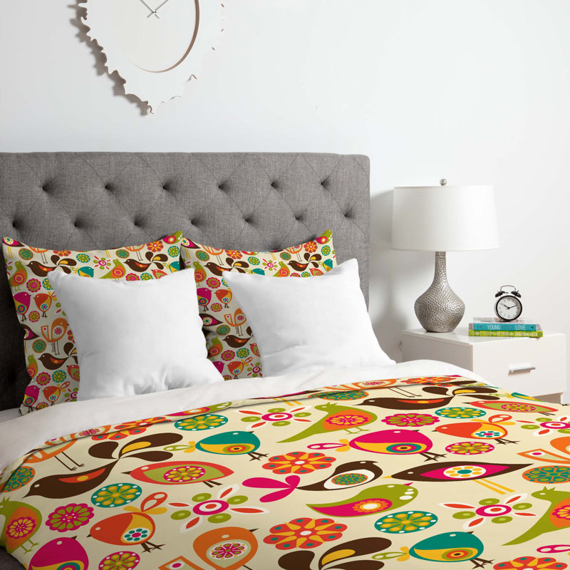 Ensemble de housse de couette little oiseaux, Housse de couette pour grand lit et 2 taies décor