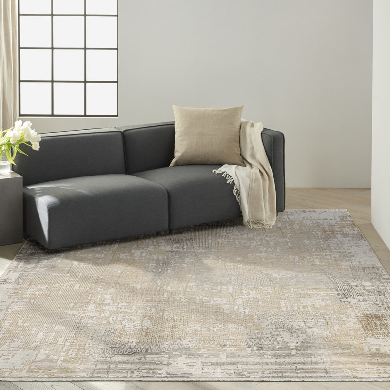 Calvin Klein CK078 Summit 9'10" x 13' Cream Ivory Modern Indoor Rug, Rectangle 9'10" x 13'