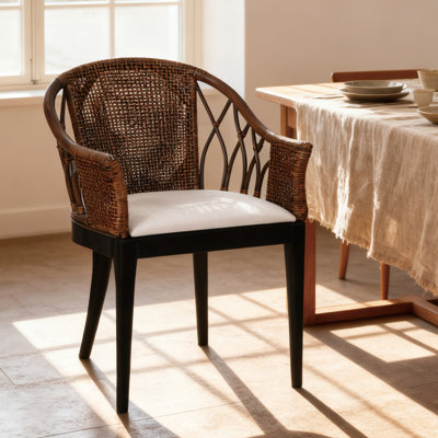 Chaise d'appoint rembourrée en rotin