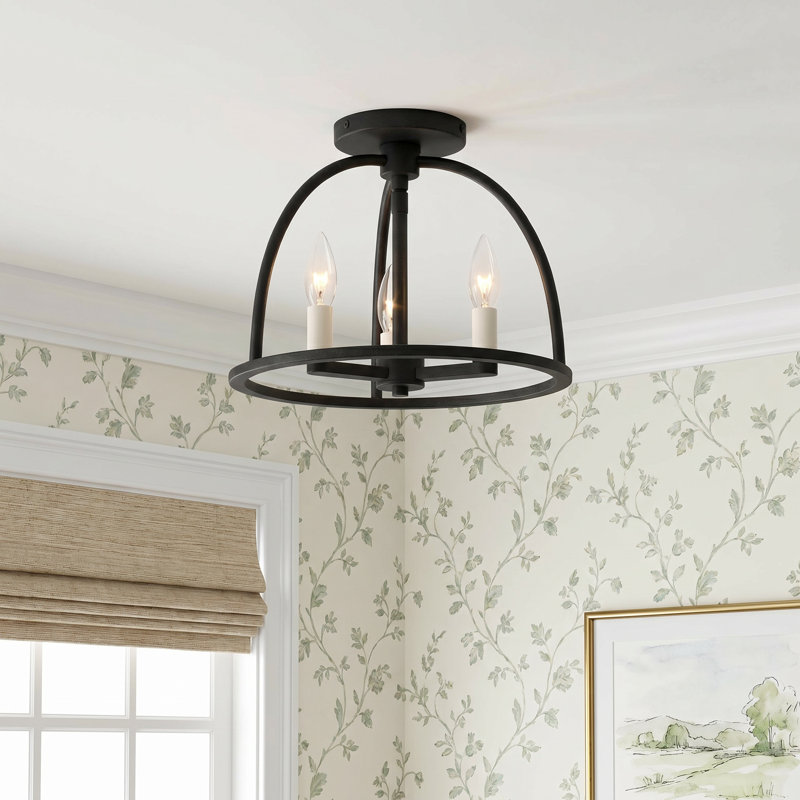 Divina Aleena 3 Light Black Ceiling Mount, Black