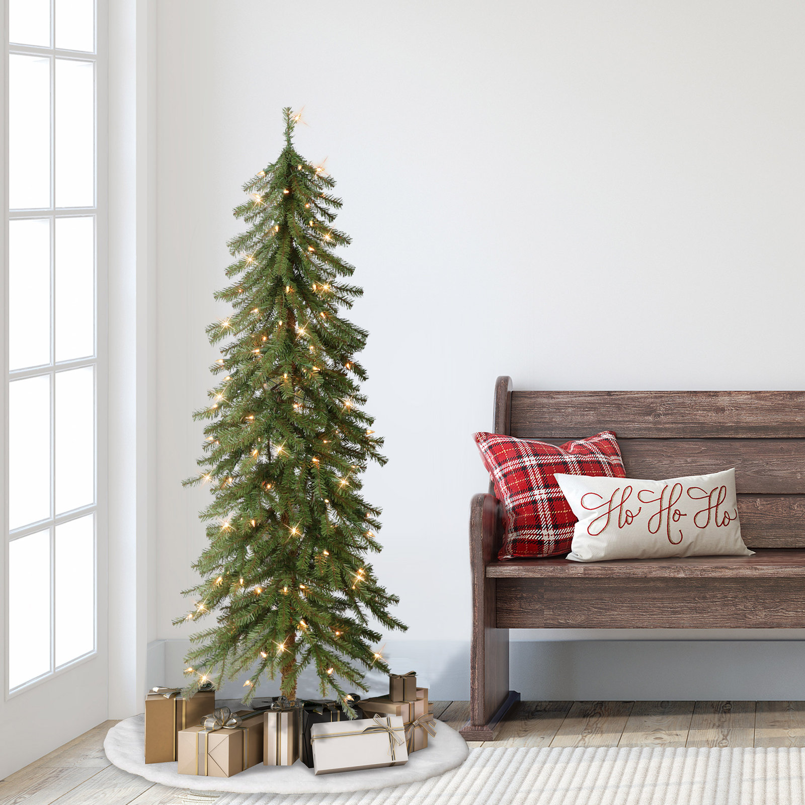 Lighted Artificial Pine Christmas Tree, 5' H