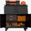 34.3" Rolling Metal Tool Cabinet - Heavy Duty Garage Storage with Lockable Doors & 3 Drawers, Mobile Workbench Organizer for Garage, Workshop, Home