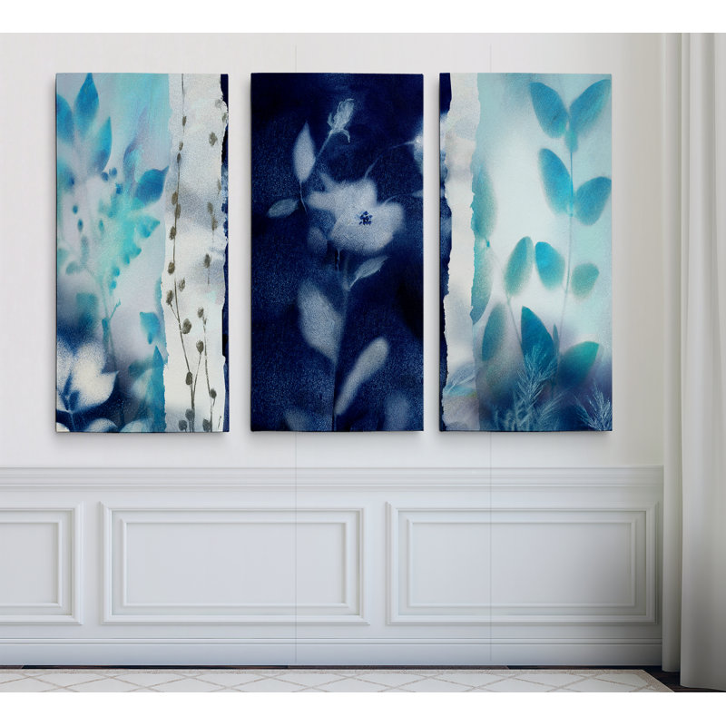 «Indigo Montage», image multi-pièces sur toile tendue, H 24 po x l 36 po x P 1,5 po