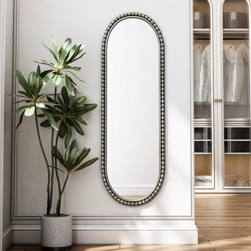Miroir ovale avec design en fer antique, pour la décoration intérieure, Argent argent
