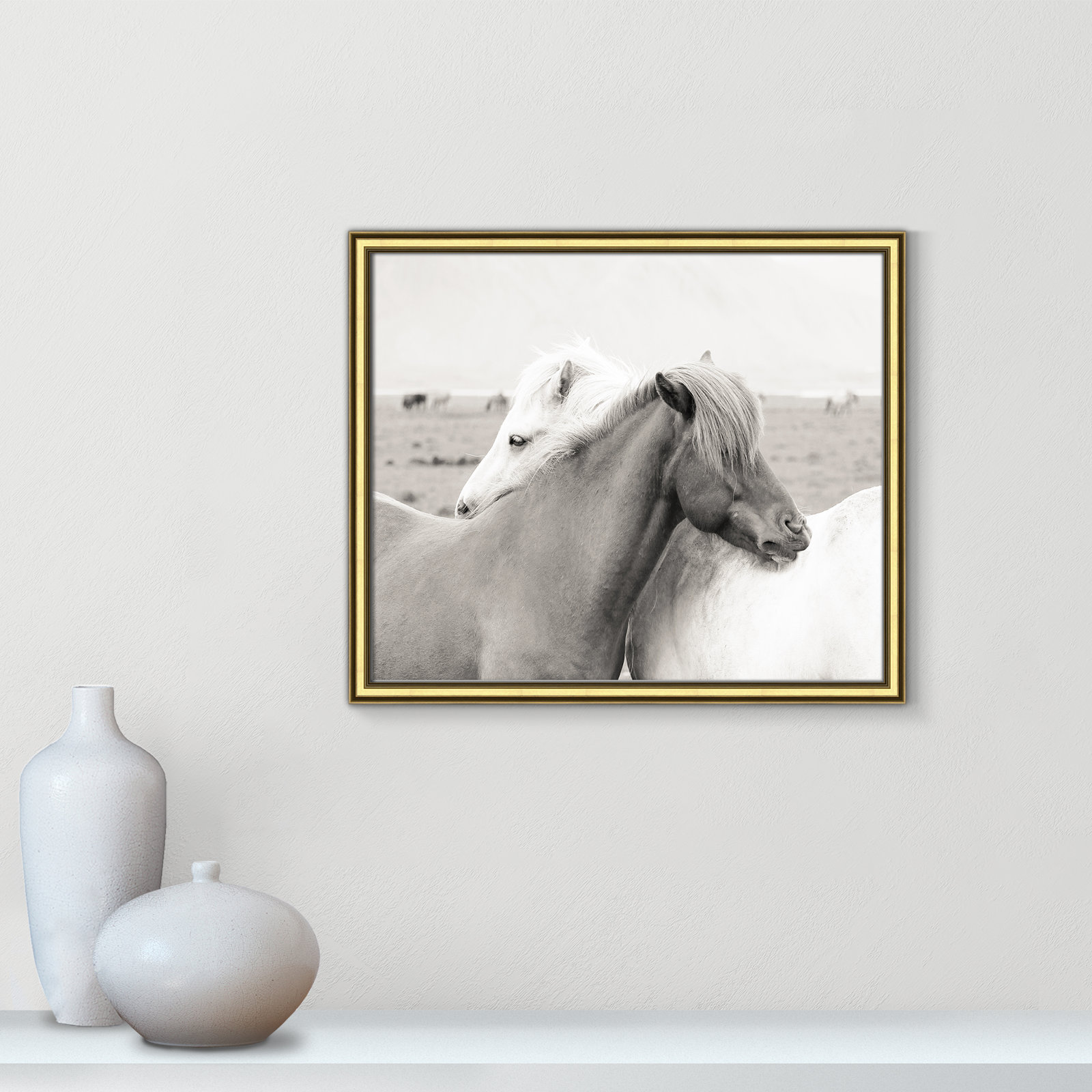 Melanie "Icelandic Meadow Horses" Print, 17.25" H x 20.25" W x 0.88" D, Gold Framed
