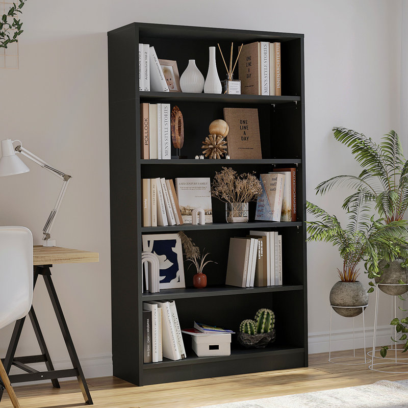 Bibliothèque autoportante en bois à 4 tablettes Boockase, Noir, H 48,03 po x l 33,03 po x P 11,63 po