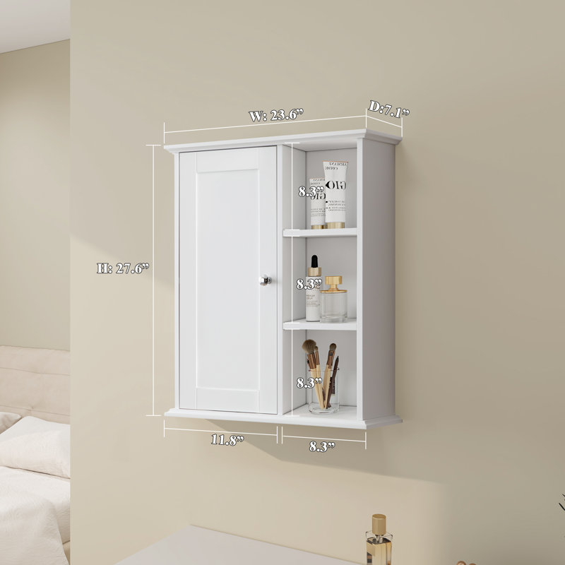 Armoire de salle de bain murale Dibru, Blanc
