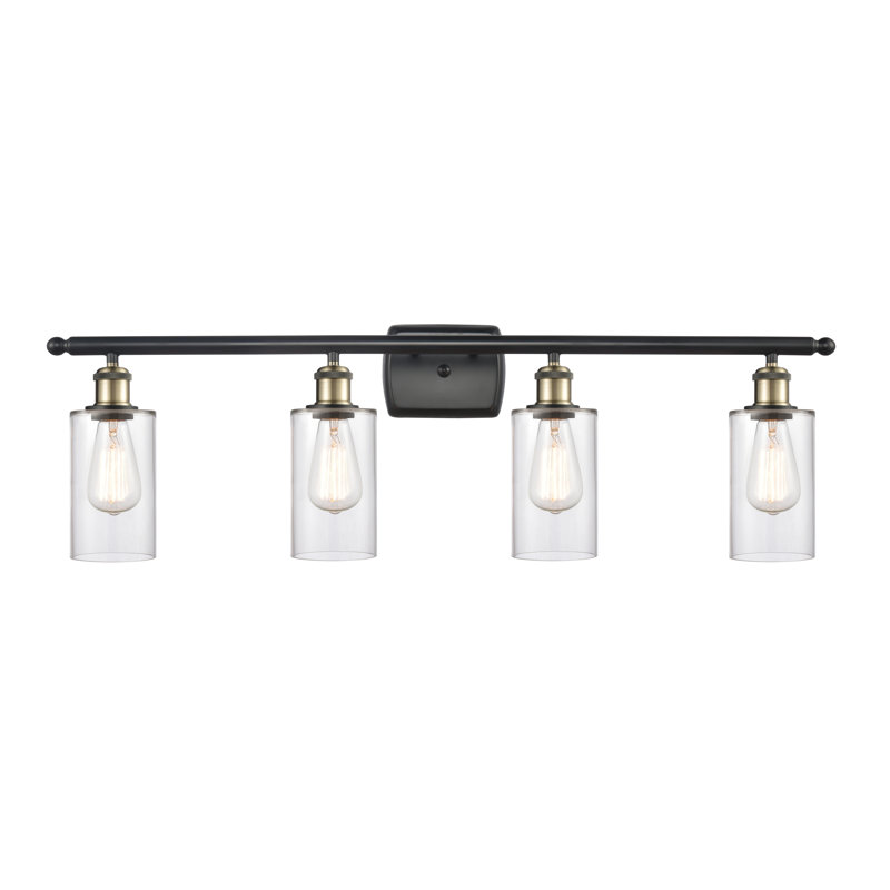 Éclairage de salle de bain à intensité variable à 4 lumières Mallette, Ampoule incandescente rétro de 60 watts, Transparent