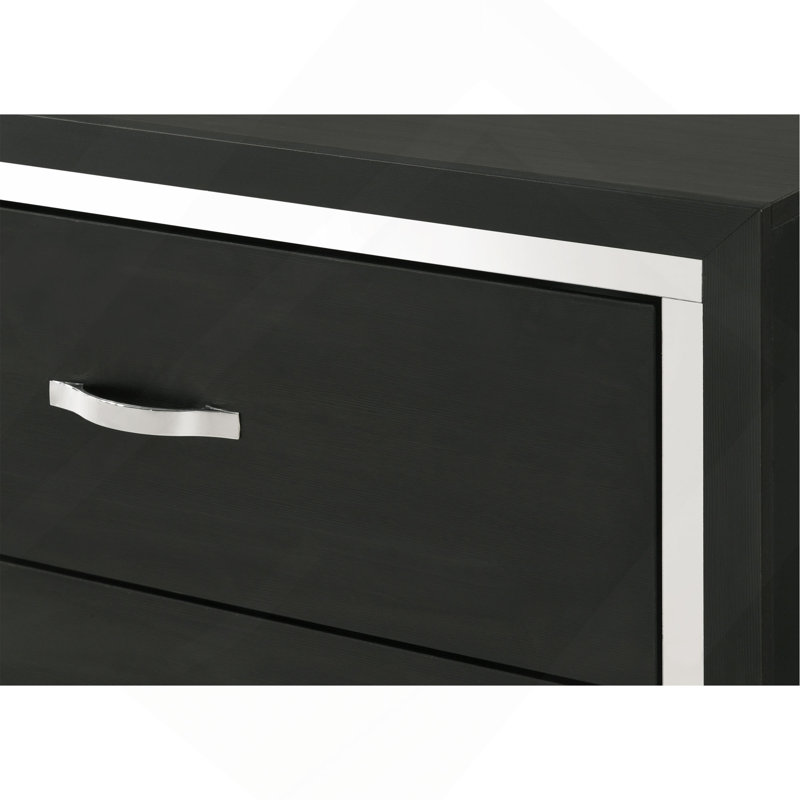 Mobilier de chambre à coucher moderne en bois élégant avec poignées en métal à 1 tiroir Glam