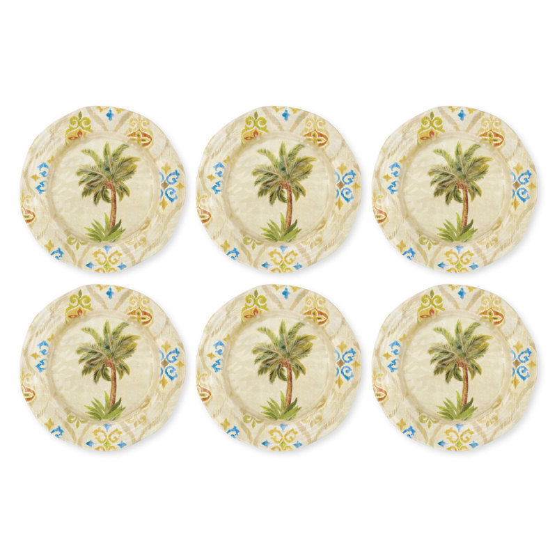 6-Piece Ikat Palm 9" Melamine Plate