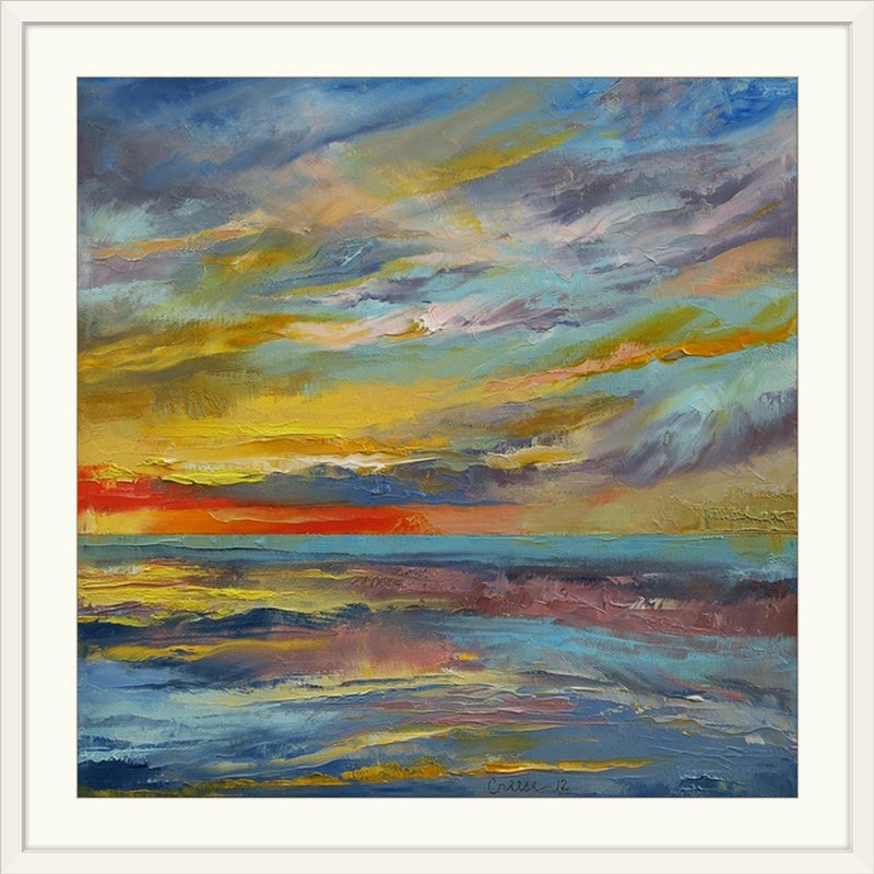 «Massengill Abstract Seascape» par Michael Creese, reproduction d'art, H 28 x l 28 po x P 1 po, Cadre blanc