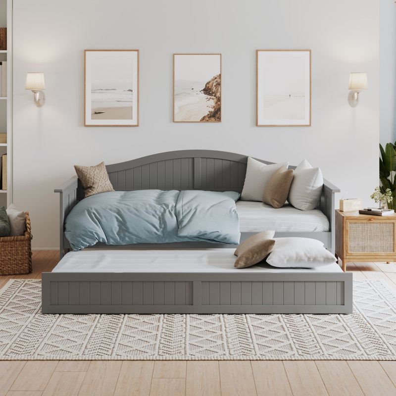 Nantucket Solid Wood Twin Daybed with Twin Trundle, Gray