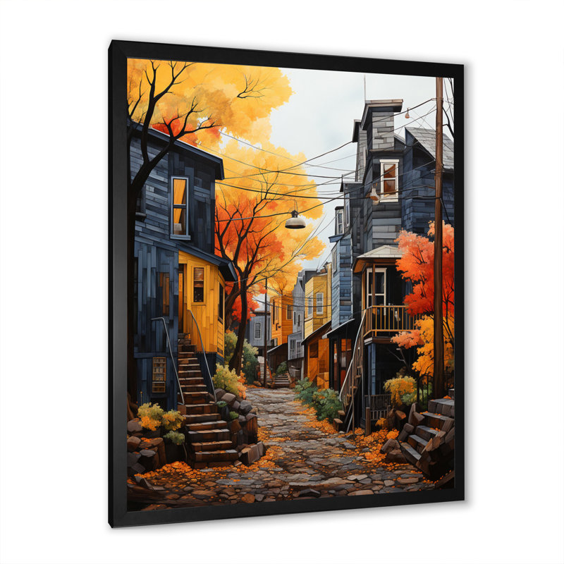 «Herbertson Cityscape Alleyway Patchwork III», reproduction d'art sur toile, Cadre photo noir, H 32 po x l 24 po x P 1 po