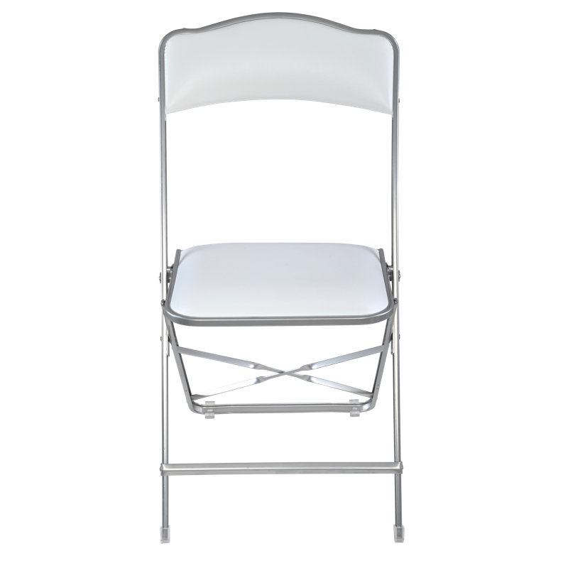Seated In Style Fritz Style Folding Chair With Vinyl Padded Seats, Silver, Elegant & Comfortable Seating, White