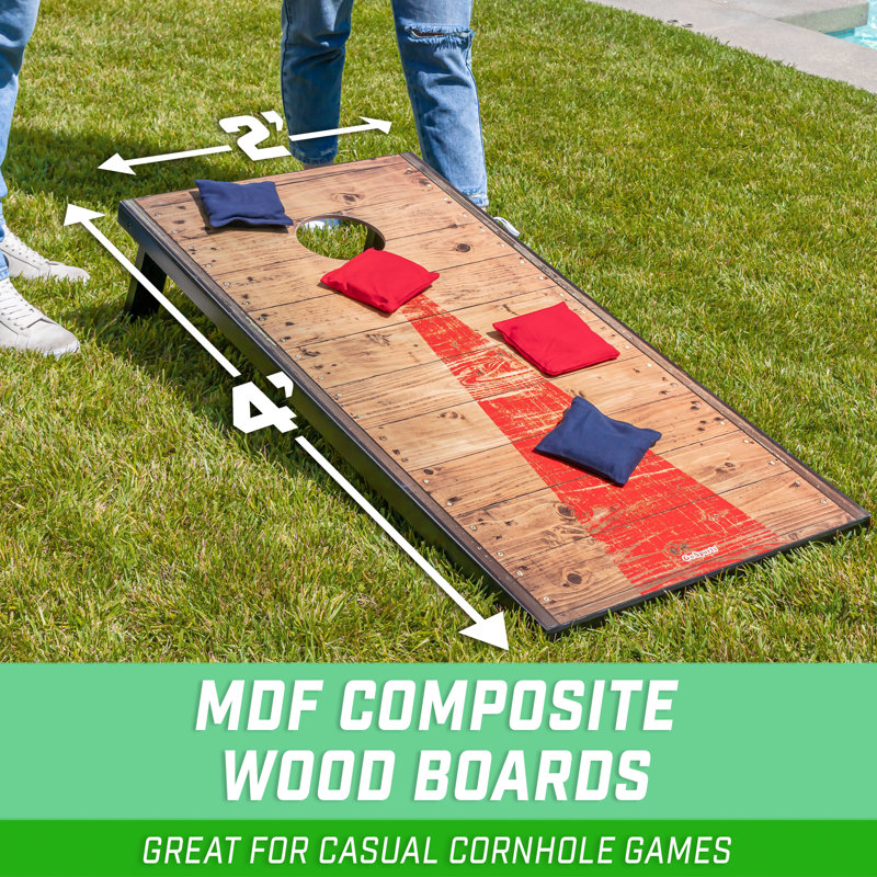 GoSports 4 x 2 ft Rustic Design Cornhole Game Set - Outdoor Backyard Lawn Toss Game Set