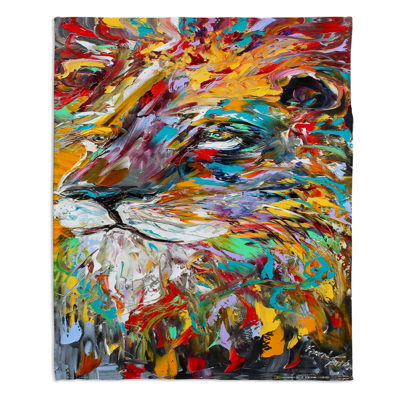 Couverture sherpa abstraite en douceur lion, l 51 po x L 60 po
