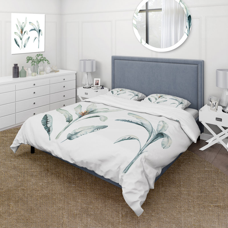 Ensemble de housse de couette Tropical Jungle Leaves - Bohème et éclectique - Polyester microfibre