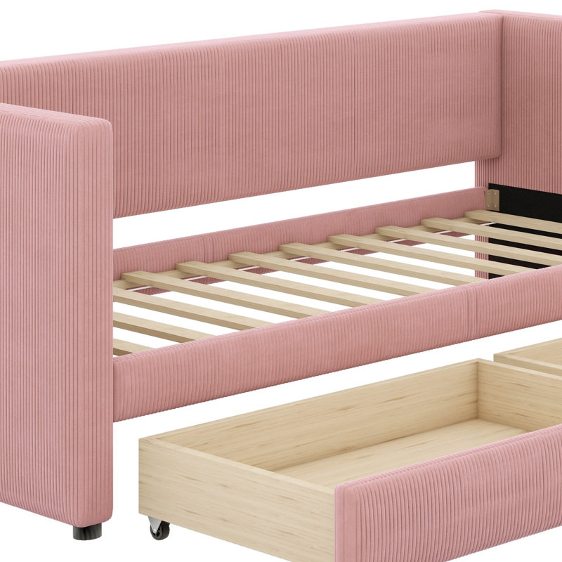 Lit de jour avec deux tiroirs, Pink