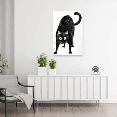 Art mural contemporain chat étonné