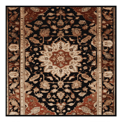 Tapis persan noir lavable à la machine