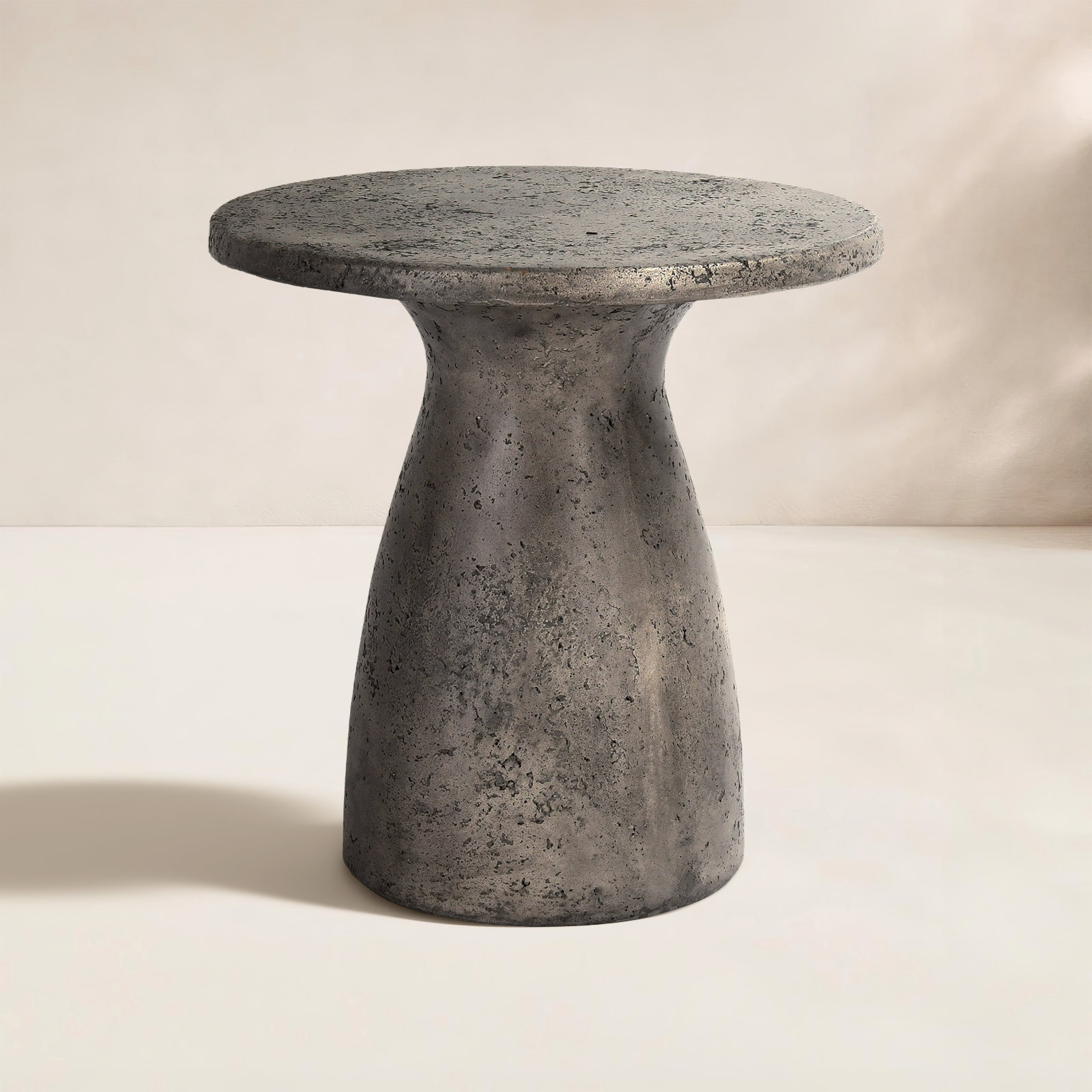 Adainville 16'' Stone Outdoor Table, Dark Gray
