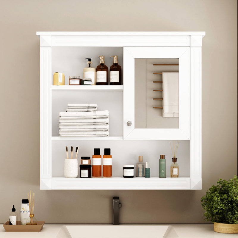 Armoire murale 32 po avec miroir, Blanc