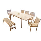 Leveb Outdoor 7 - Piece Teak Dining Set