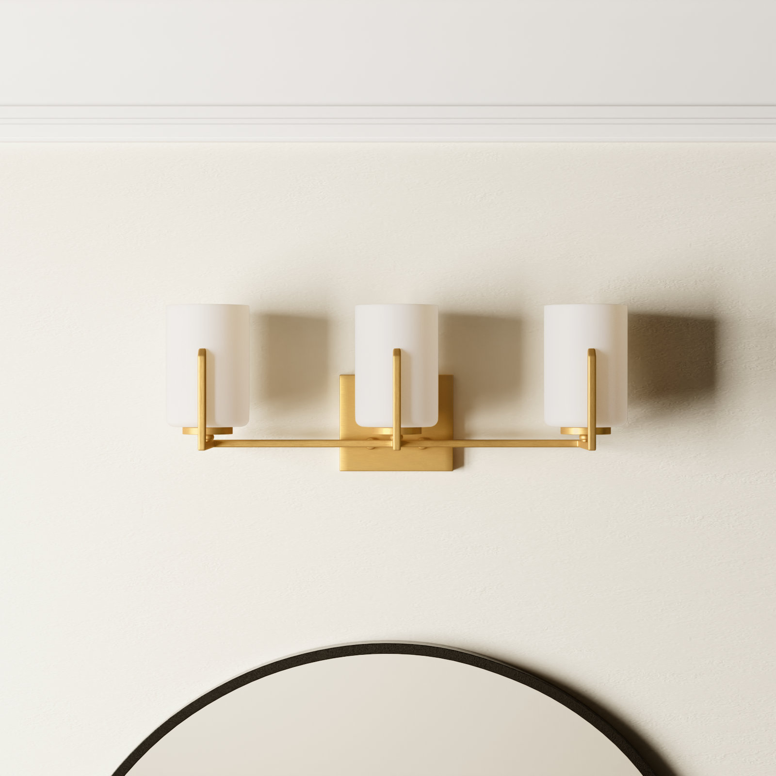 Roni 21.25" W Dimmable Steel Vanity Light, Satin Brass, 3-Light