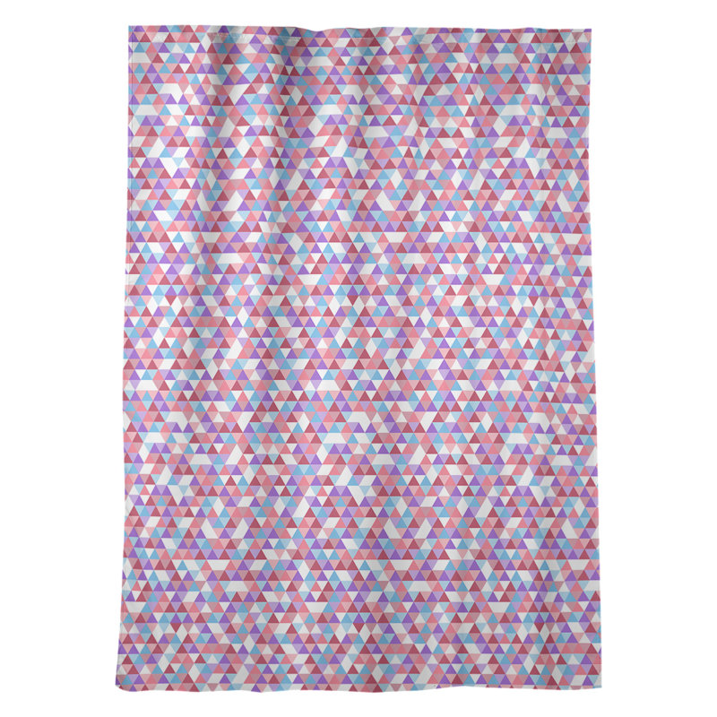 Panneau de rideau simple avec passe-tringle géométrique, Cyan / mauve / brun